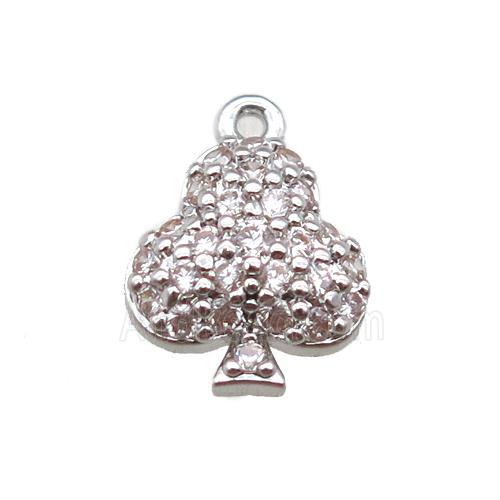 copper tree pendant paved zircon, platinum plated