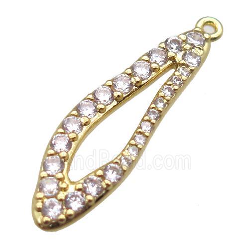 copper pendant paved zircon, gold plated