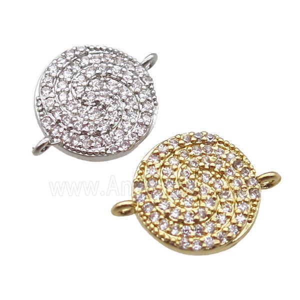 copper circle connector paved zircon, mixed color