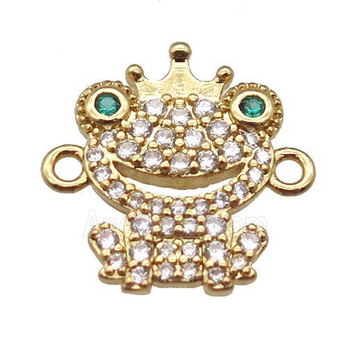 copper connector paved zircon, frog prince, gold plated