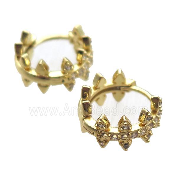 copper hoop Earring paved zircon, gold plated