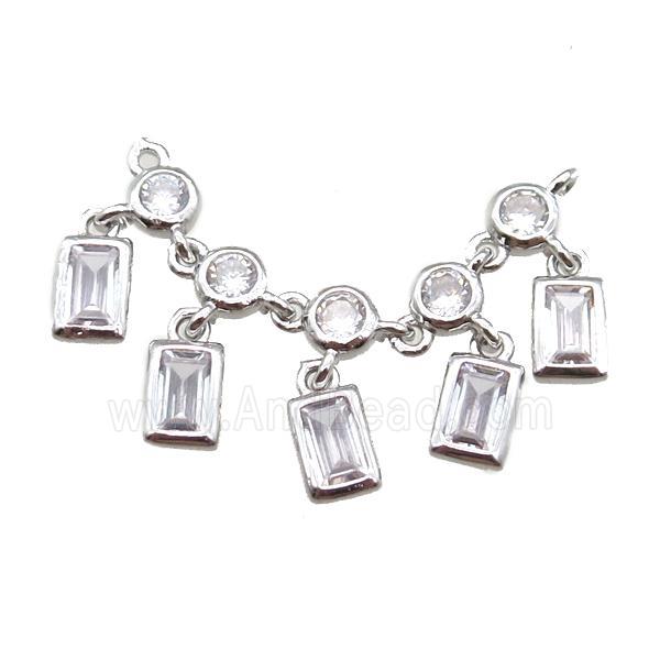 copper pendant paved zircon with 2loops, platinum plated