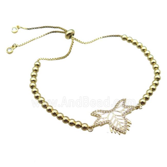 copper bracelet paved zircon, gold plated