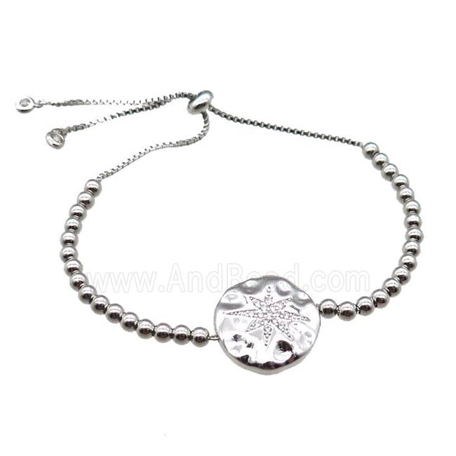 copper bracelet paved zircon, platinum plated