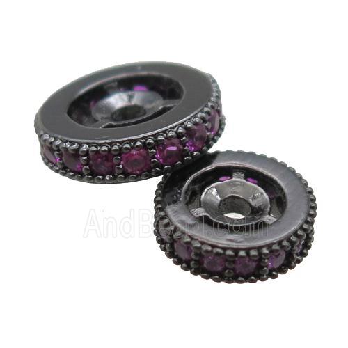 copper spacer beads paved zircon, heishi, black plated