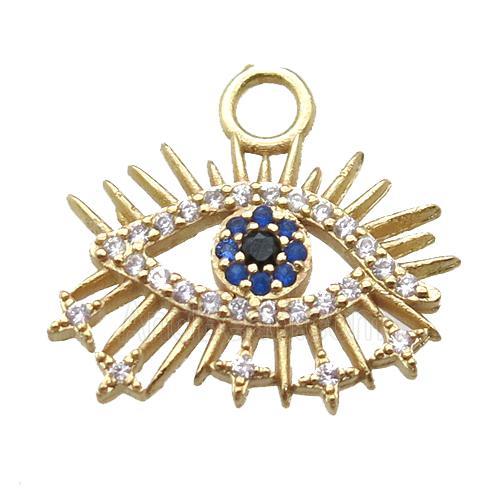 copper eye pendant paved zircon, gold plated