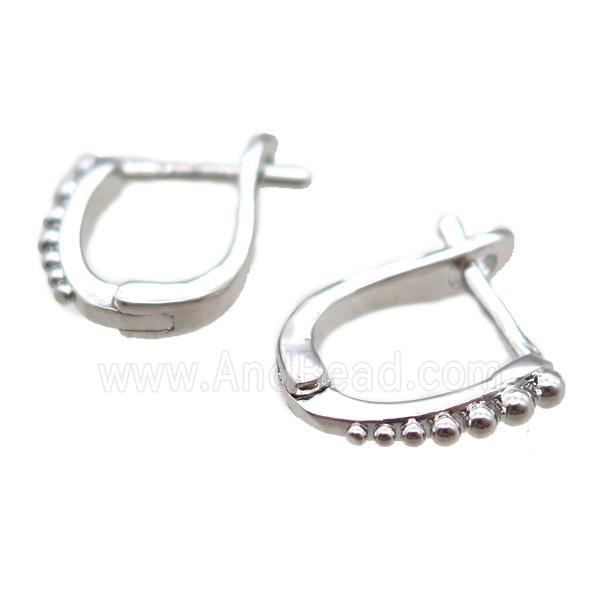 copper Latchback Earrings, platinum plated