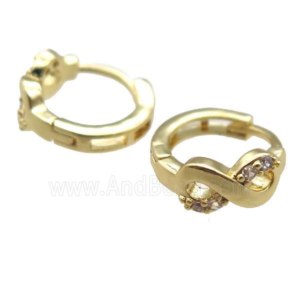 copper Hoop Earrings paved zircon, gold plated