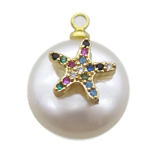 natural pearl pendant paved zircon