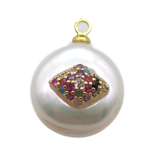 natural pearl pendant paved zircon