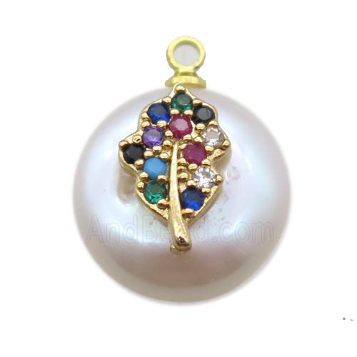 natural pearl pendant paved zircon