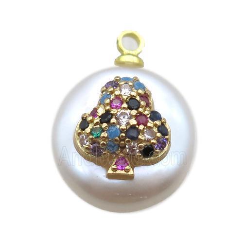 natural pearl pendant paved zircon