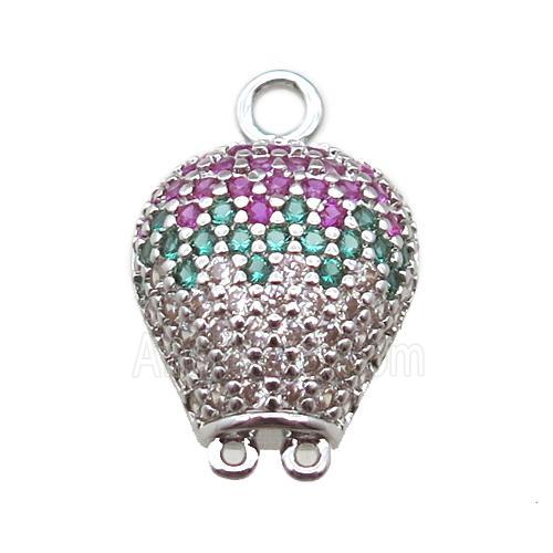 copper balloon pendant paved zircon, platinum plated