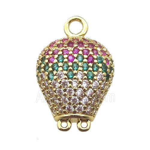 copper balloon pendant paved zircon, gold plated