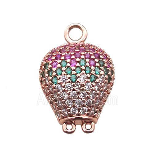 copper balloon pendant paved zircon, rose gold