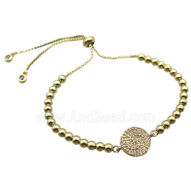 copper bracelet paved zircon, gold plated
