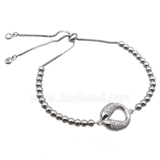copper bracelet paved zircon, platinum plated
