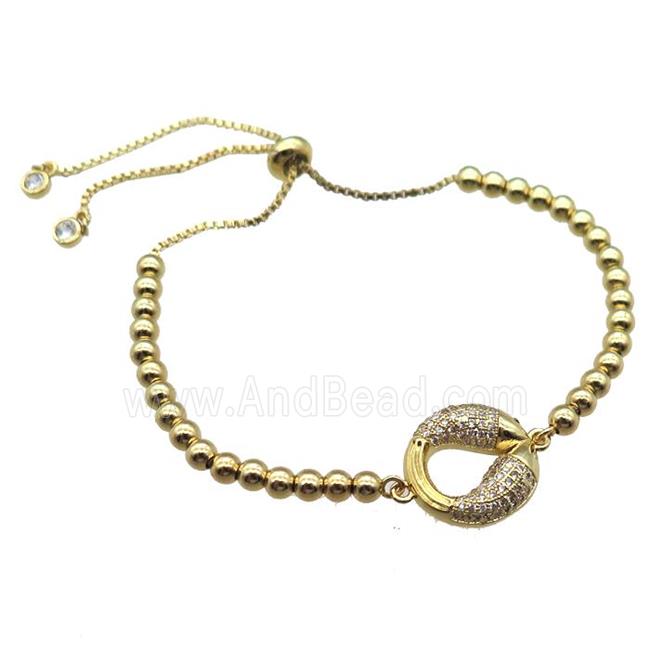 copper bracelet paved zircon, gold plated