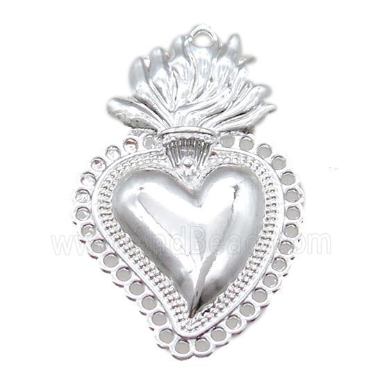 unfading copper heart pendant, silver plated