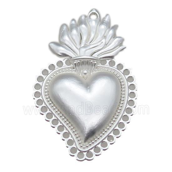 unfading copper heart pendant, duck silver plated