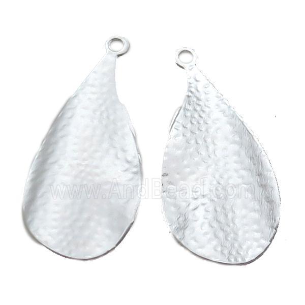 unfading copper leaf pendant, hammered, duck silver plated