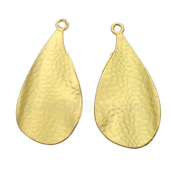 unfading copper leaf pendant, hammered, duck gold plated