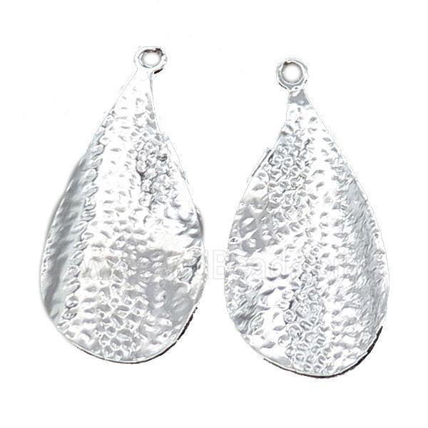 hammered copper leaf pendant, silver plated