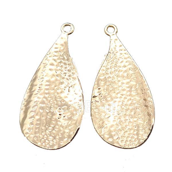 hammered copper leaf pendant, lt.gold plated