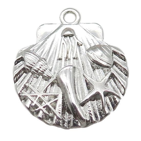 copper pendant, shelled, platinum plated
