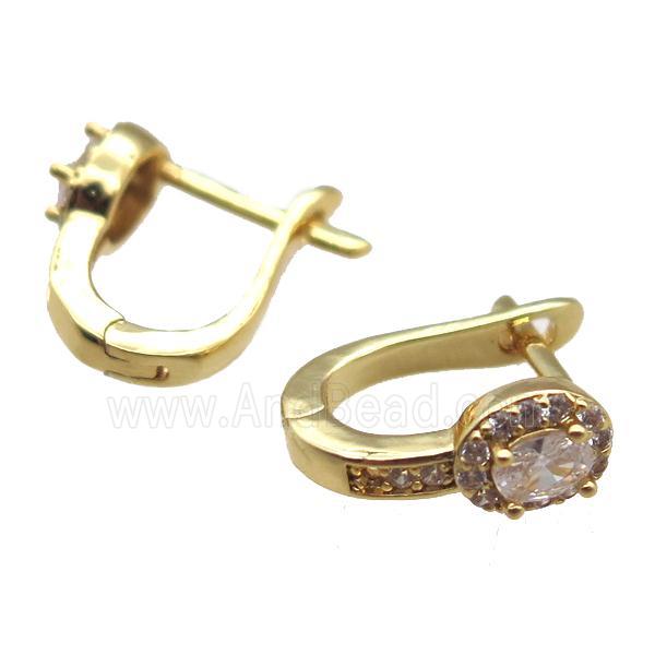 copper Latchback Earrings pave zircon, gold plated