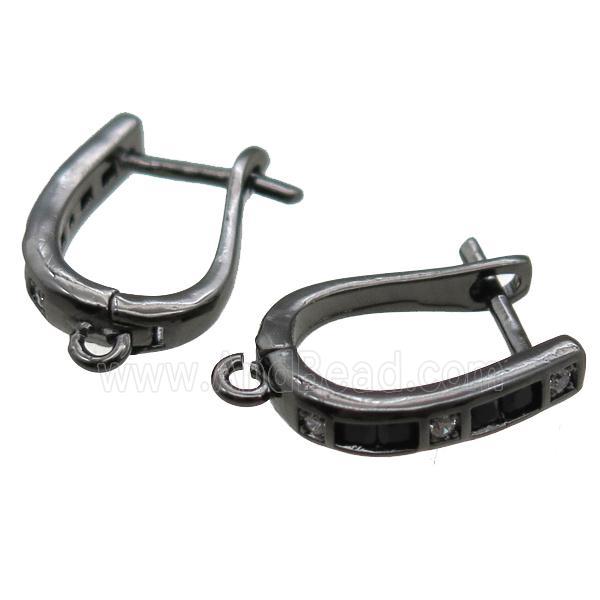 copper Latchback Earrings paved zircon, black plated