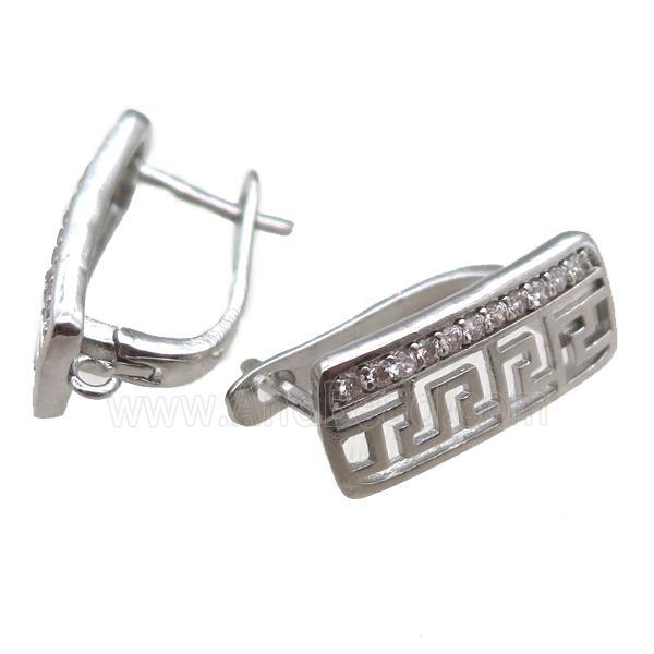 copper Latchback Earrings paved zircon, platinum plated