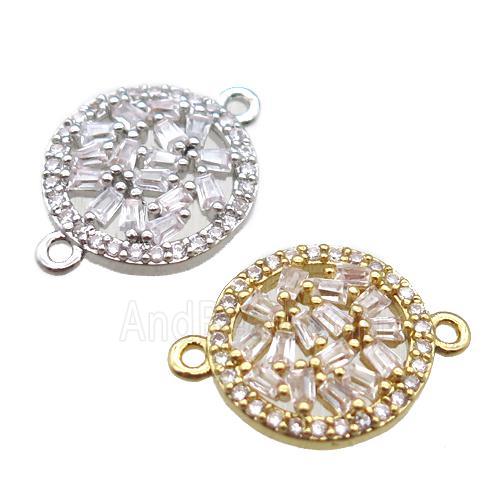 copper circle connector paved zircon, mix color