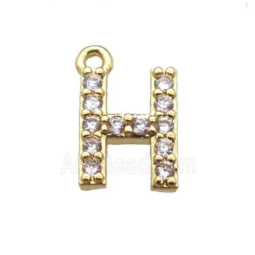 copper letter-G pendant paved zircon, gold plated