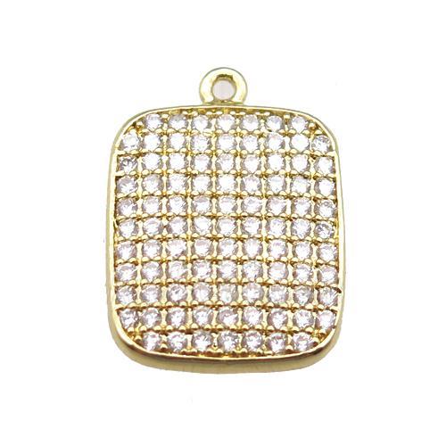 copper rectangle paved zircon, gold plated