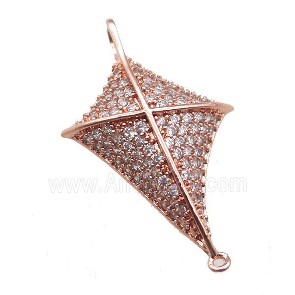 copper connector paved zircon, rose gold
