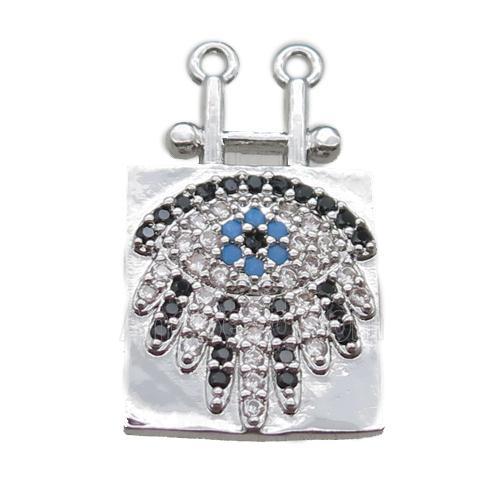 copper eye pendant paved zircon, platinum plated