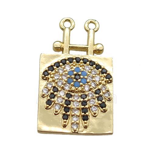 copper eye pendant paved zircon, gold plated