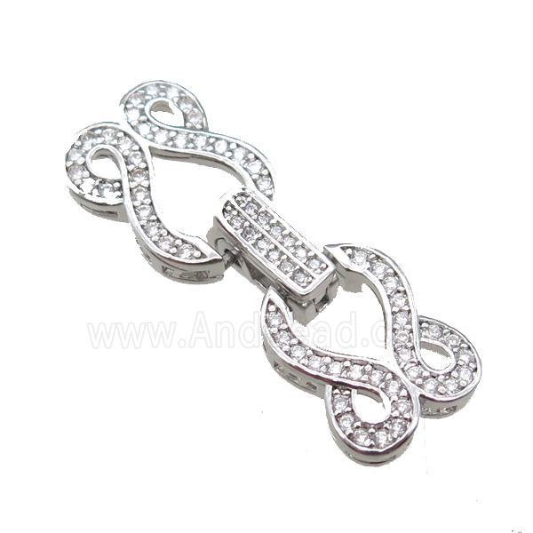 copper connector paved zircon, platinum plated