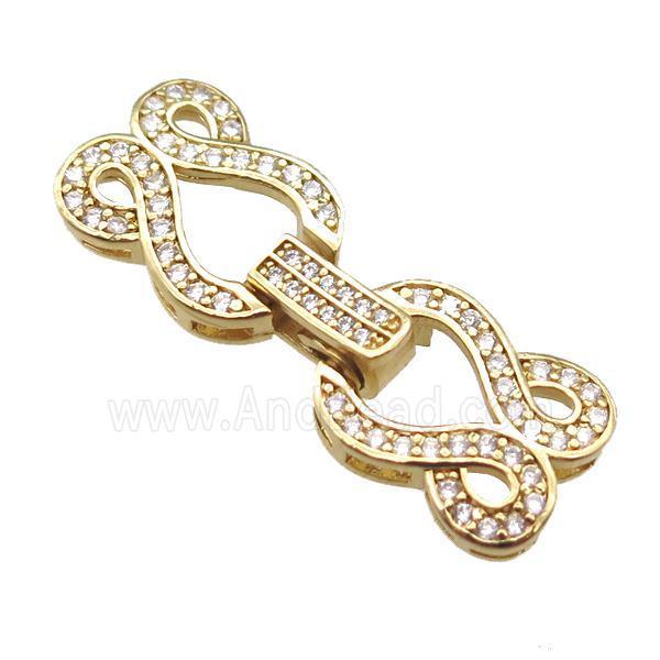 copper connector paved zircon, gold plated