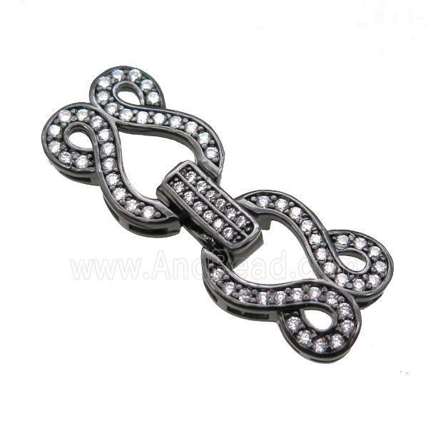 copper connector paved zircon, black plated