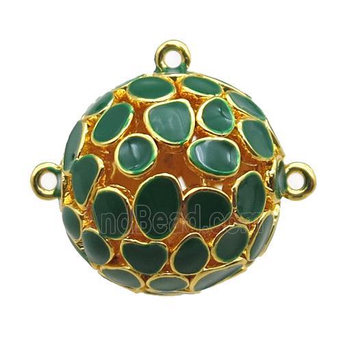 copper pendant bail, green Enameling, gold plated