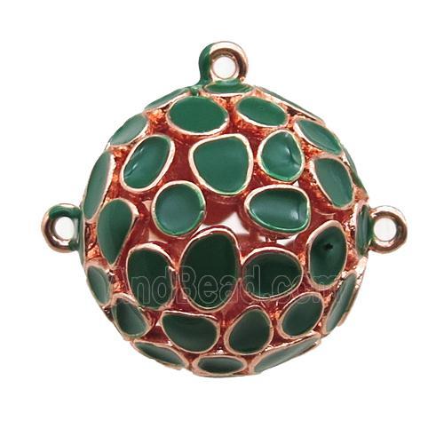 copper pendant bail, green Enameling, rose gold