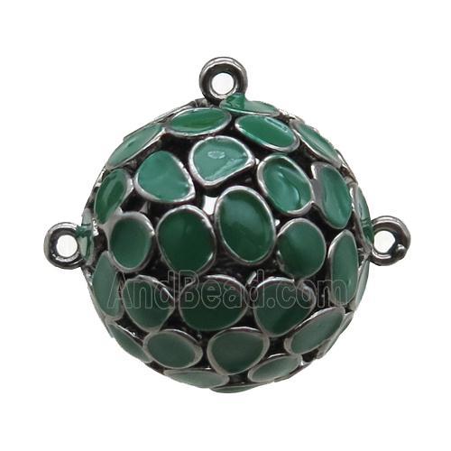 copper pendant bail, green Enameling, black plated