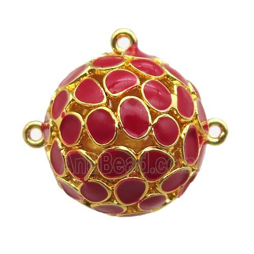 copper pendant bail, red Enameling, gold plated