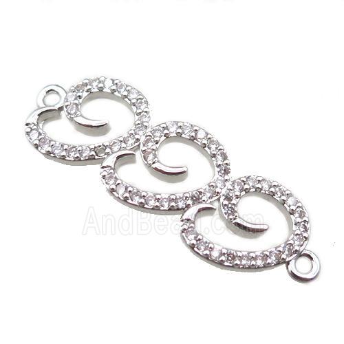copper connector paved zircon, platinum plated