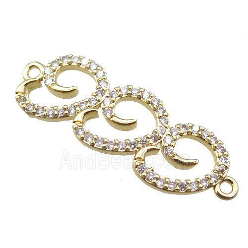 copper connector paved zircon, gold plated