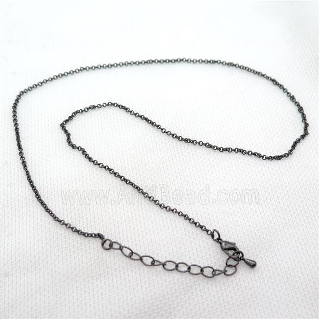 copper Necklace Chain, black gunmetal plated