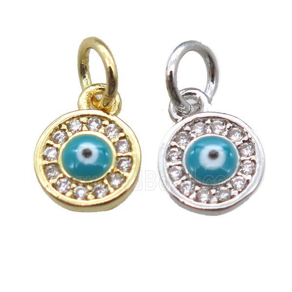 copper circle eye pendant paved zircon, mixed