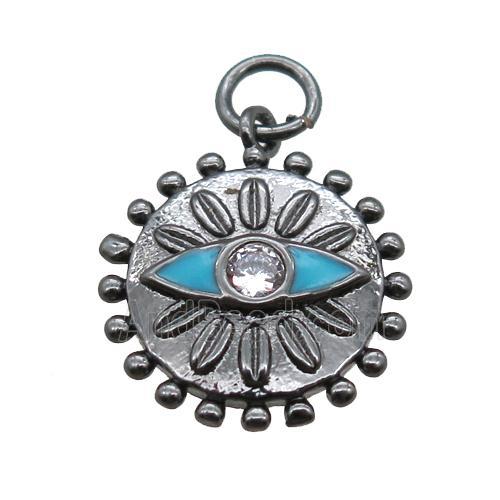 copper eye pendant paved zircon, black plated